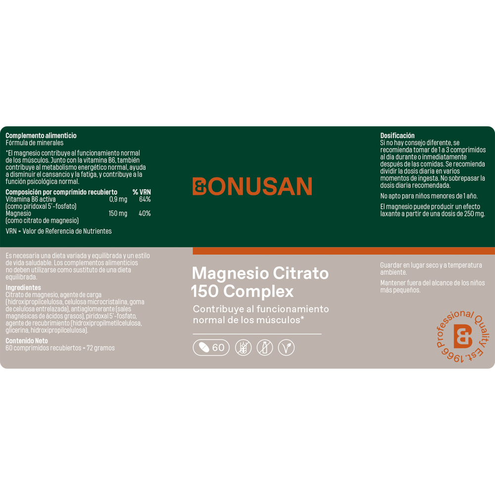 Citrato de Magnesio 150 mg 60 Tabletas | Bonusan - Dietetica Ferrer