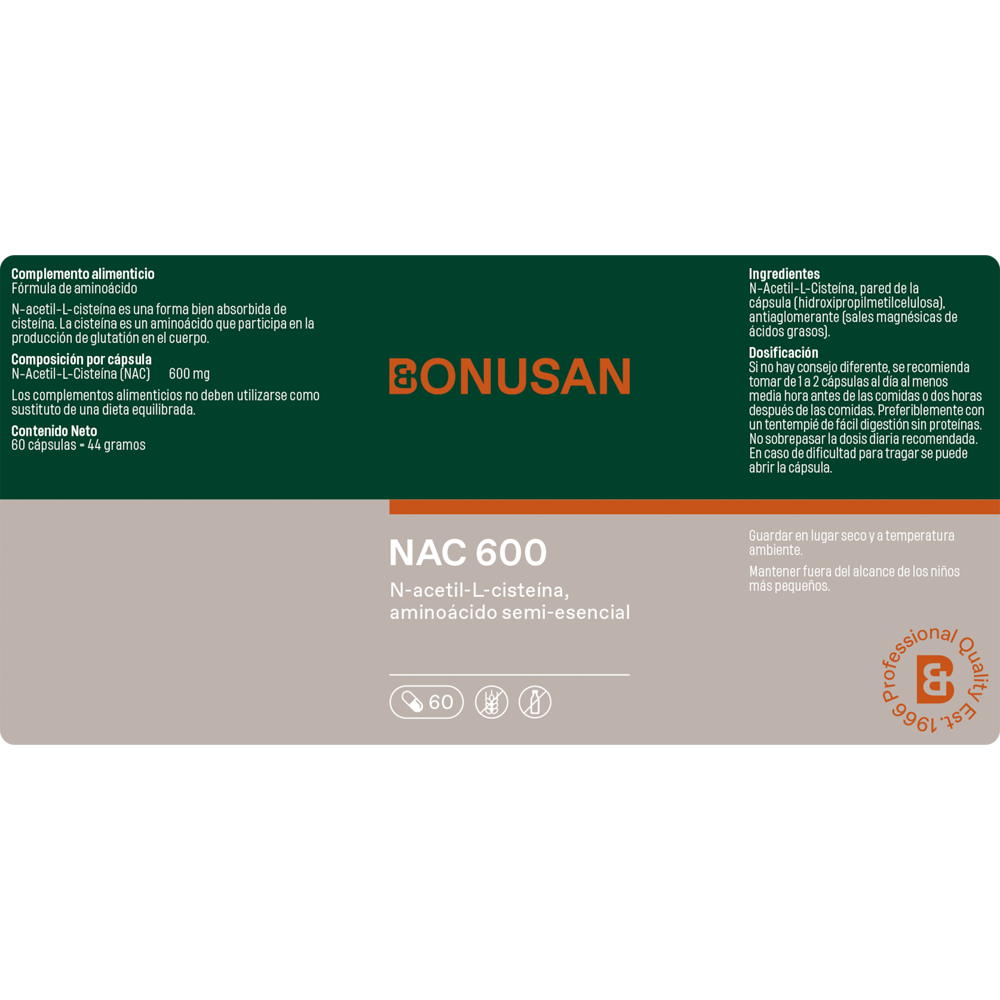 Nac 600 Mg 60 cápsulas | Bonusan - Dietetica Ferrer