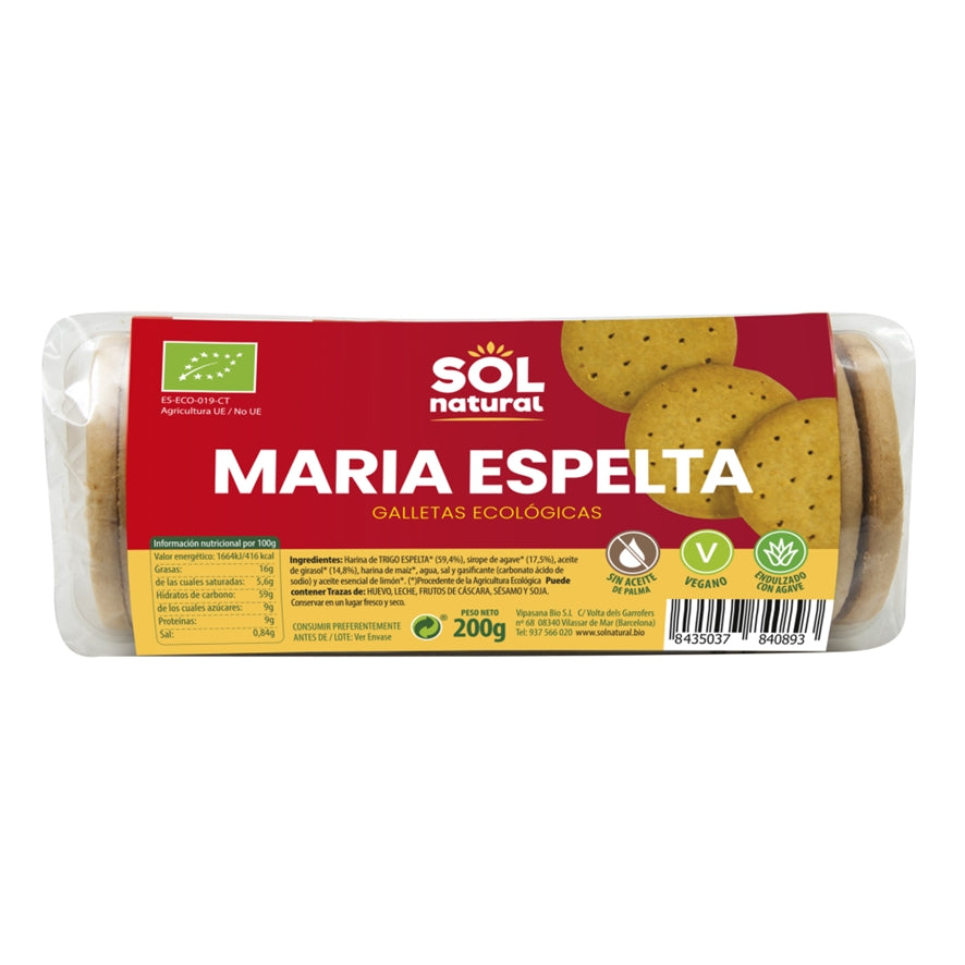 Galletas Maria de Espelta Bio 200 gr | Sol Natural - Dietetica Ferrer