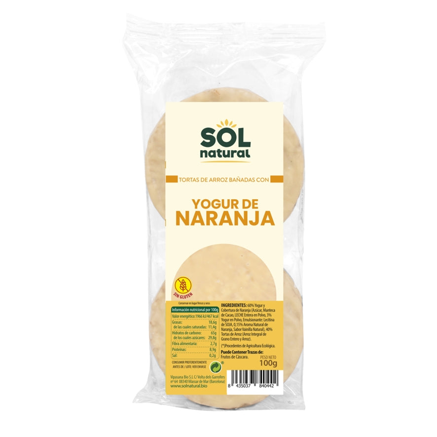 Tortas de Arroz Bañadas Con Yogur de Naranja 6 Unidades | Sol Natural - Dietetica Ferrer