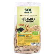 Palitos de Espelta Con Sesamo y Comino Negro Bio 150 gr | Sol Natural - Dietetica Ferrer