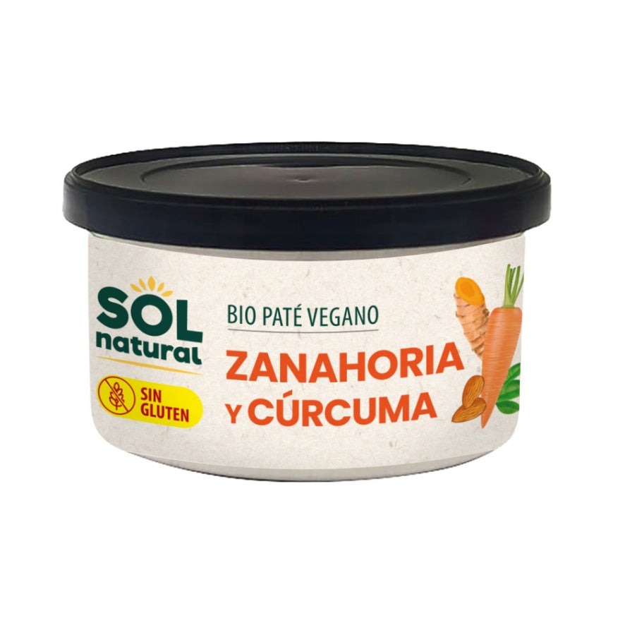 Pate Vegano de Zanahoria y Curcuma Bio 125 gr | Sol Natural - Dietetica Ferrer
