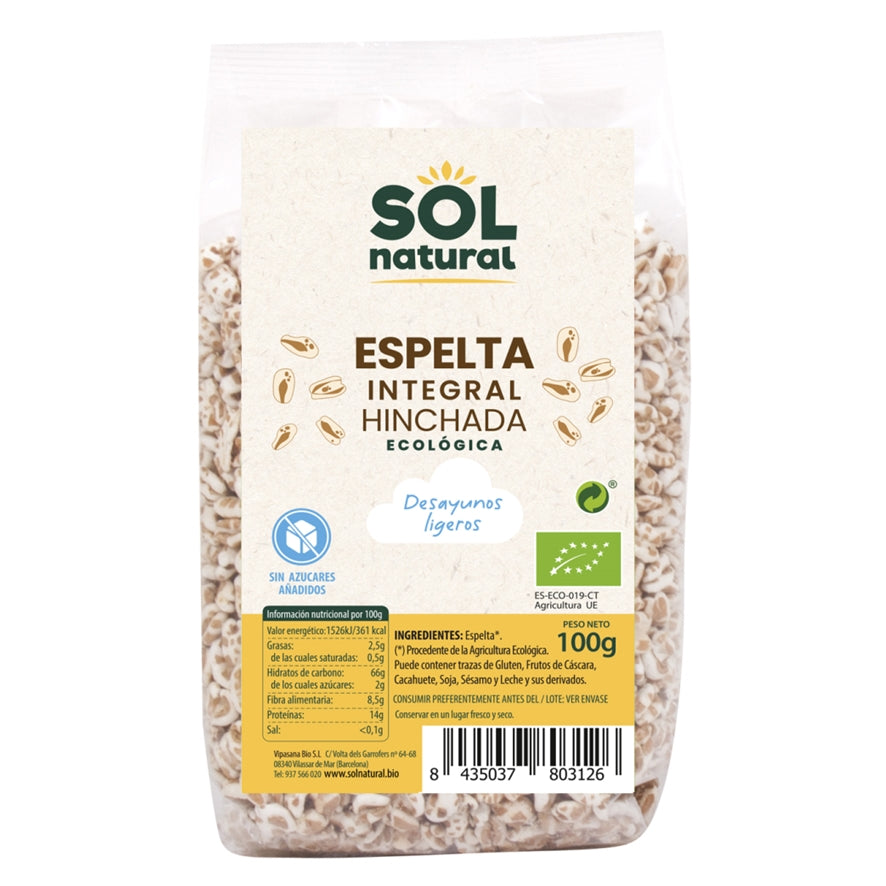 Espelta Integral Hinchada Bio 100 gr | Sol Natural