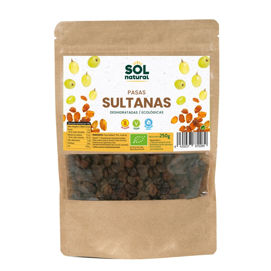 Pasas Sultanas Bio 250 gr | Sol Natural - Dietetica Ferrer