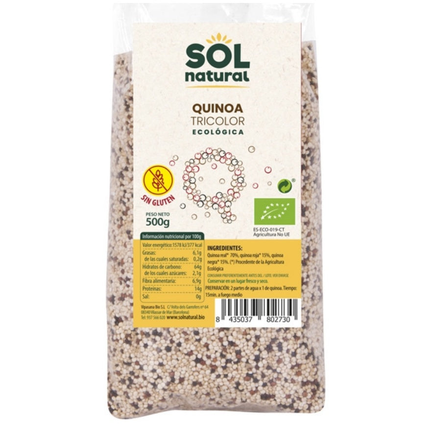 Quinoa Real Tricolor sin Gluten Bio 500 gr | Sol Natural - Dietetica Ferrer