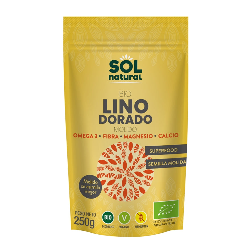 Semillas de Lino Doradas Trituradas Bio 250 gr | Sol Natural - Dietetica Ferrer