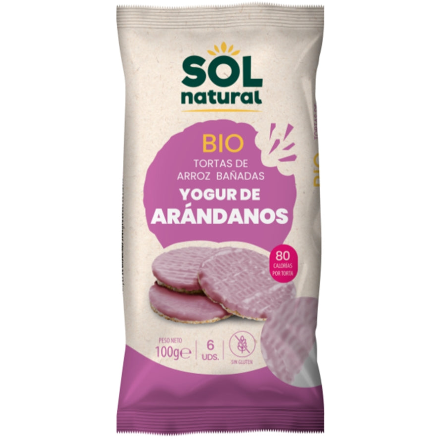Tortas de Arroz Cobertas com Iogurte de Mirtilo Bio 6 Unidades | Sol Natural