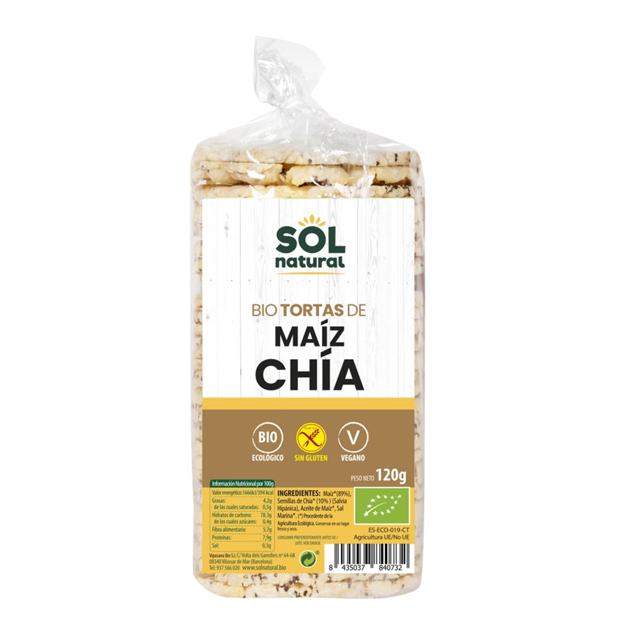 Tortas de Maiz Con Chia Bio 120 gr | Sol Natural - Dietetica Ferrer