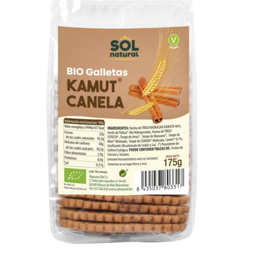 Galletas de Kamut con Canela 175 gr | Sol Natural - Dietetica Ferrer