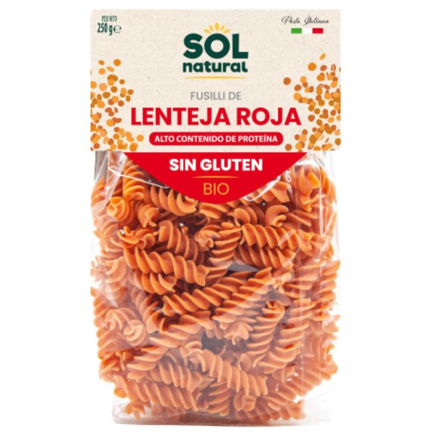 Fusilli de Lenteja Roja Bio 300 gr | Sol Natural - Dietetica Ferrer