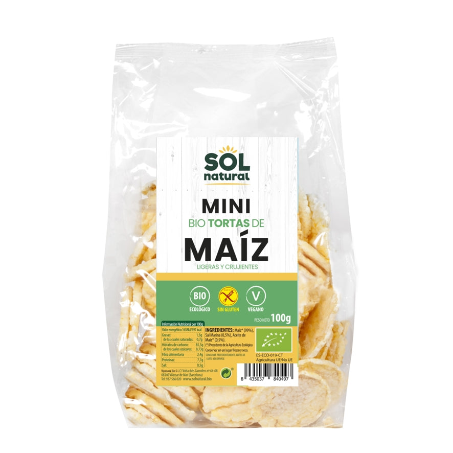Mini Tortitas de Maiz Sin Gluten Bio 100 gr | Sol Natural - Dietetica Ferrer