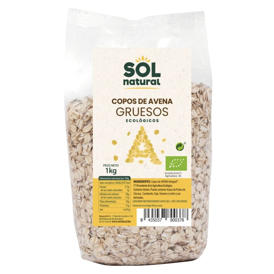 Copos de Avena Gruesos Bio 1 Kg | Sol Natural - Dietetica Ferrer