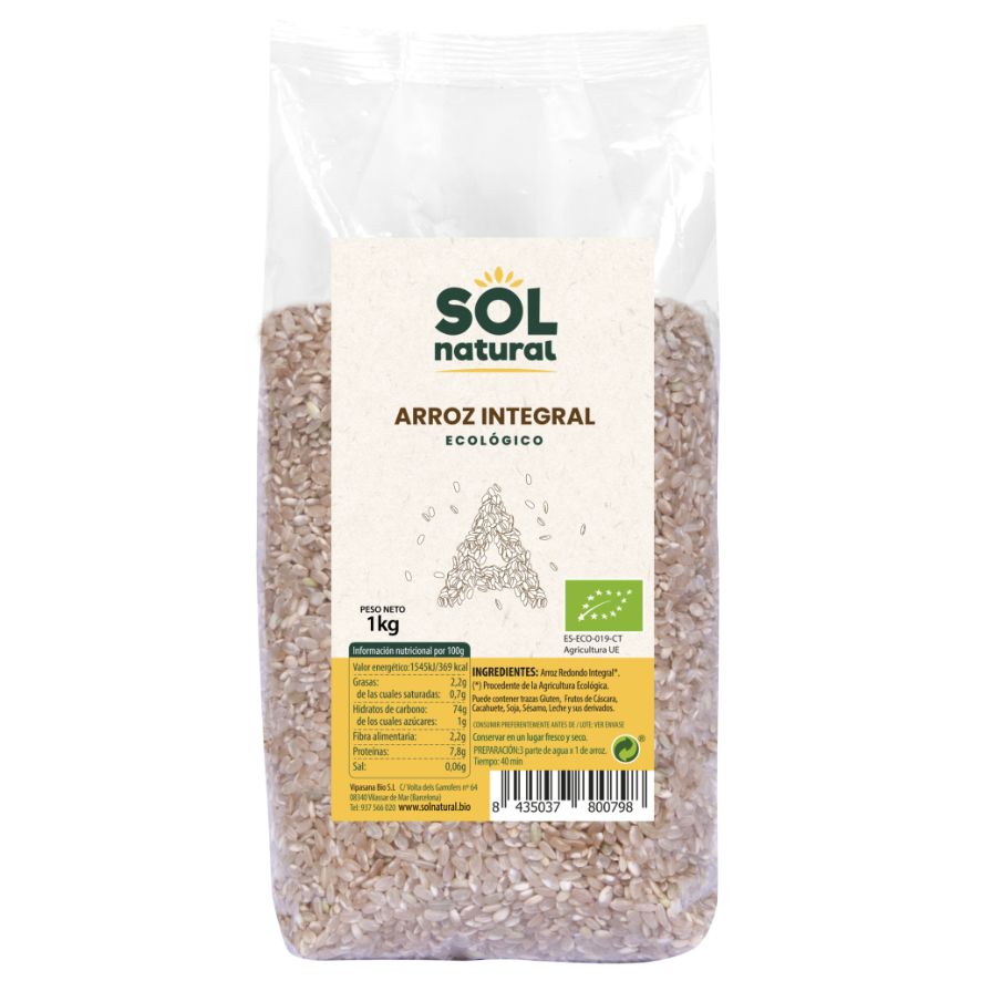 Arroz Redondo Integral Bio 1 Kg | Sol Natural - Dietetica Ferrer