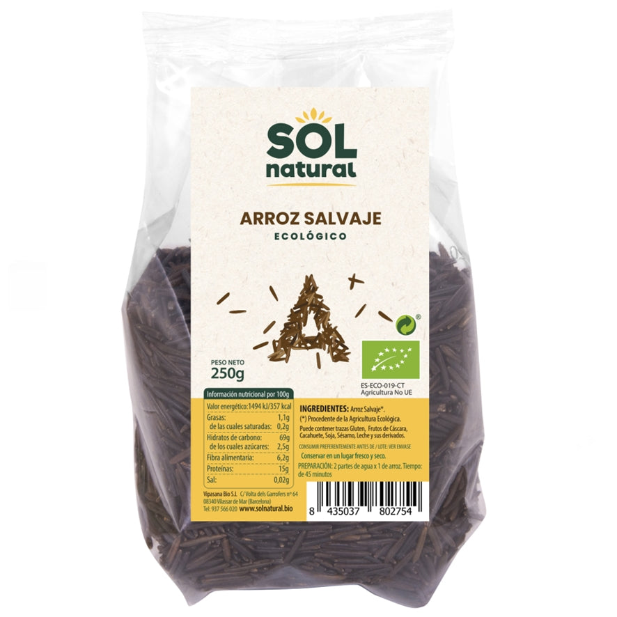 Arroz Salvaje Bio 250 gr | Sol Natural - Dietetica Ferrer