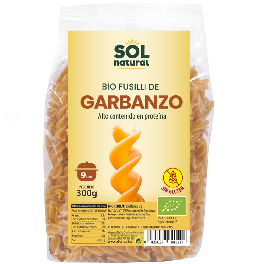 Fusilli de Garbanzo Bio 300 gr | Sol Natural - Dietetica Ferrer