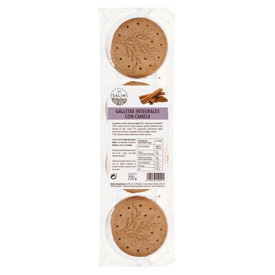 Galletas Integrales con Canela 200 gr | Int Salim - Dietetica Ferrer