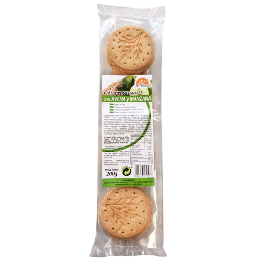 Galletas Integrales con Avena y Manzana 200 gr | Int Salim - Dietetica Ferrer