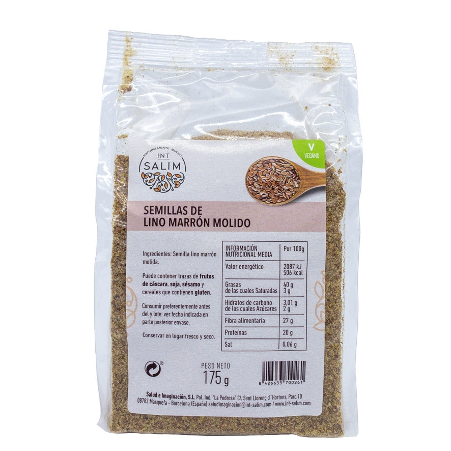 Semilla de Lino Marron Molido 175 gr | Int Salim - Dietetica Ferrer