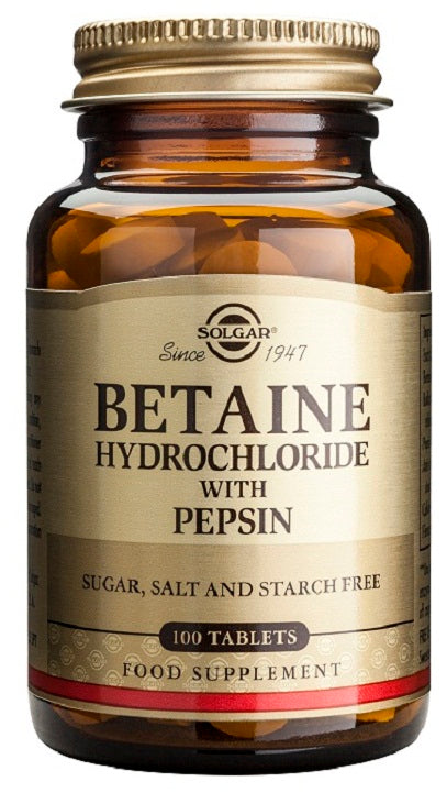 Betain Hidrochloride With Pepsin 100 Comprimidos | Solgar - Dietetica Ferrer