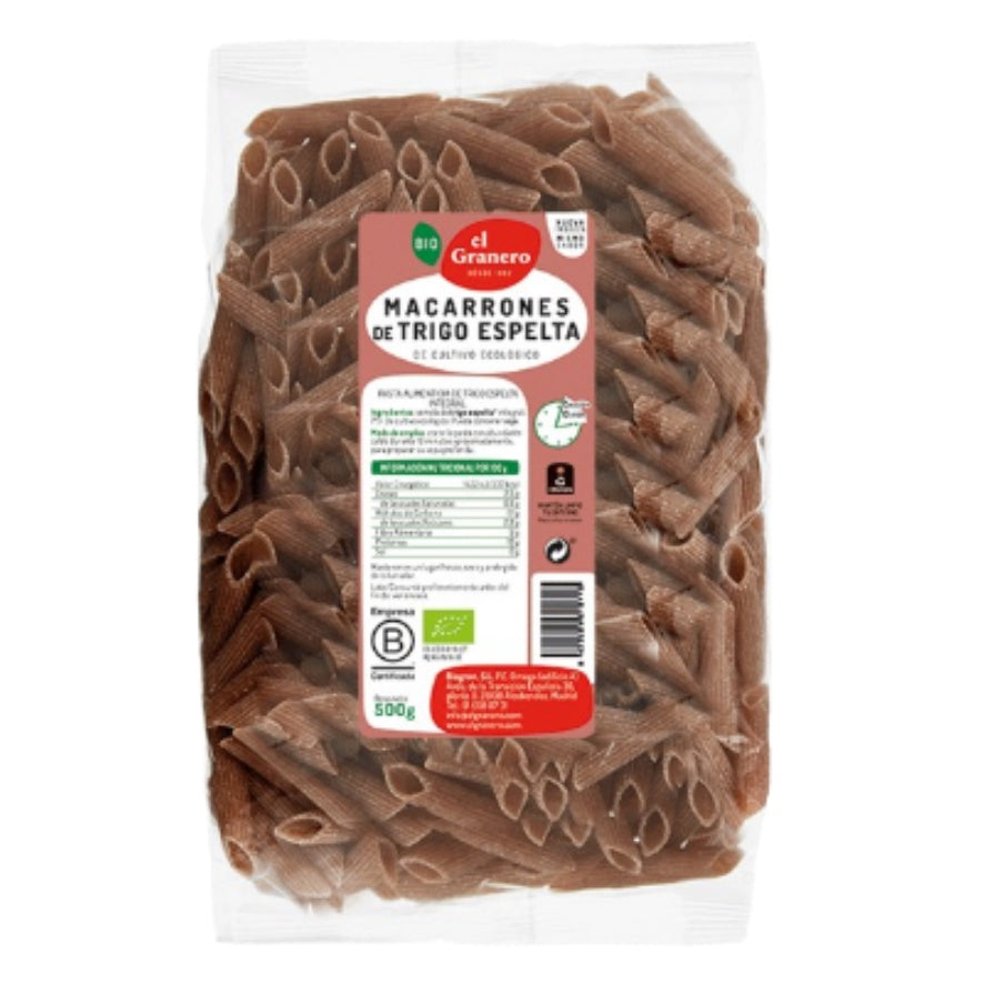 Macarrones de Espelta Integral Bio 500 gr | El Granero Integral - Dietetica Ferrer