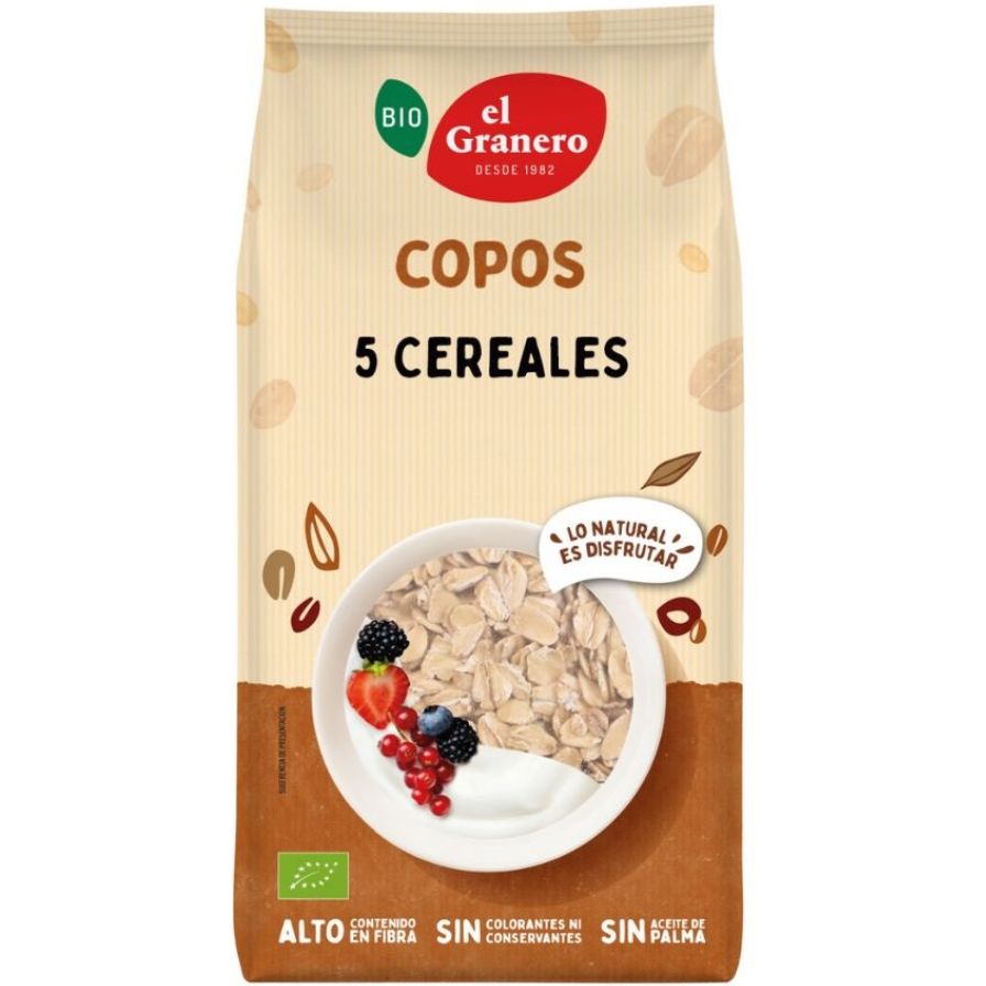 Copos de 5 Cereales Integrales Bio 500 gr | El Granero Integral