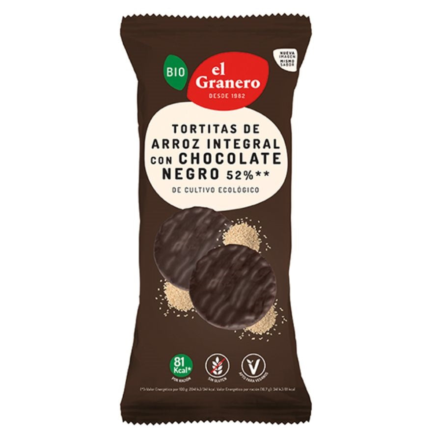 Tortitas de Arroz Con Chocolate Negro 60% 6 Unidades | El Granero Integral