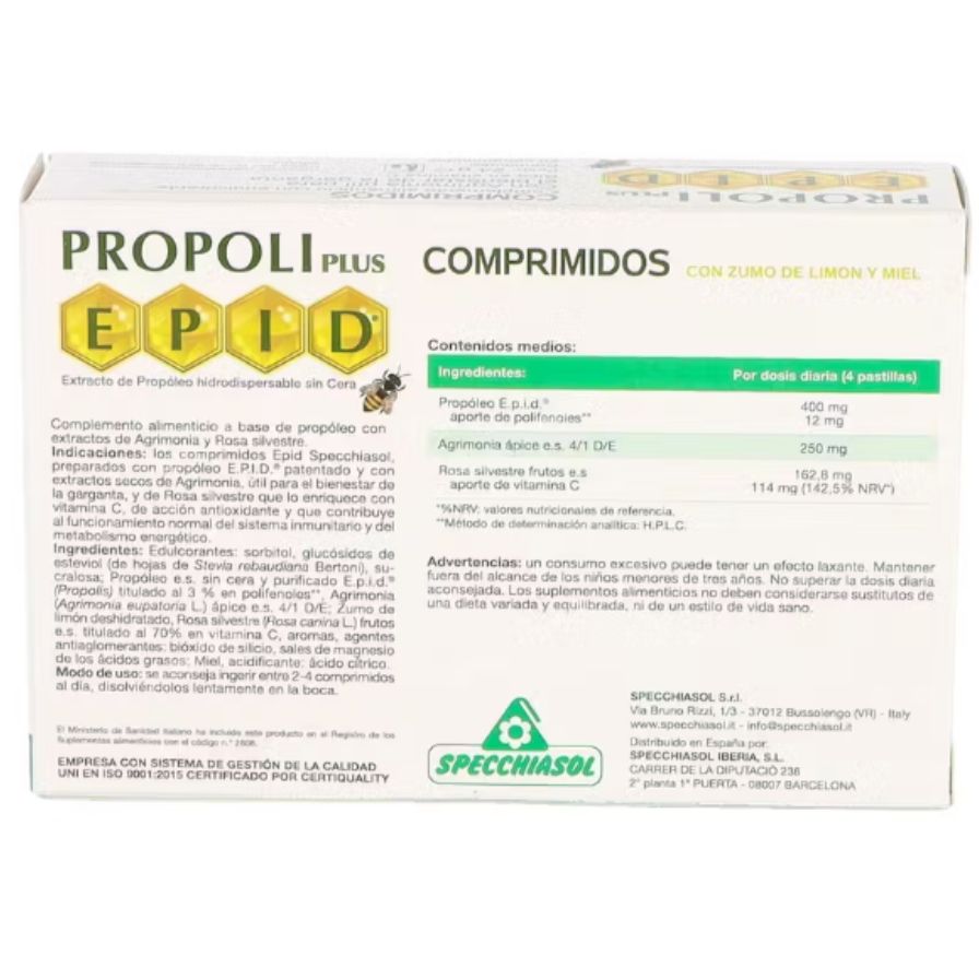 Epid Miel Limon 20 Comprimidos | Specchiasol - Dietetica Ferrer