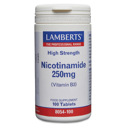 Nicotinamida 250 mg (Vitamina B3) 100 Tabletas | Lamberts - Dietetica Ferrer