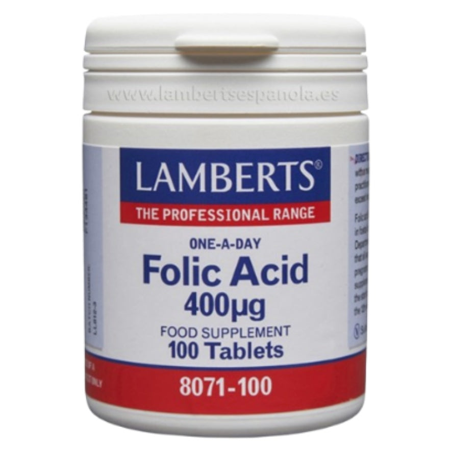 Acido Folico 400 µg 100 Tabletas | Lamberts - Dietetica Ferrer