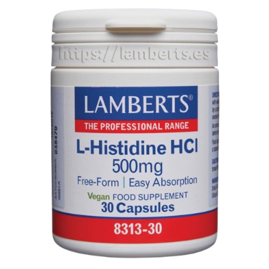 L Histidina HCI 500 mg 30 Capsulas | Lamberts - Dietetica Ferrer