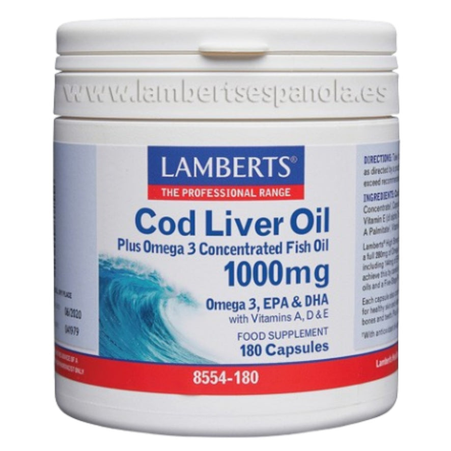 Aceite de Higado de Bacalao 1000mg 180 Capsulas | Lamberts - Dietetica Ferrer