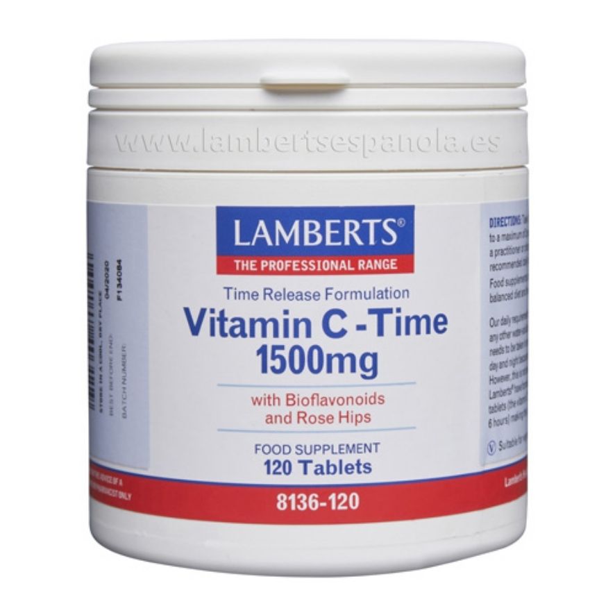 Vitamina C 1500 mg LS con Bioflavonoides y Escaramujo 120 Tabletas | Lamberts - Dietetica Ferrer