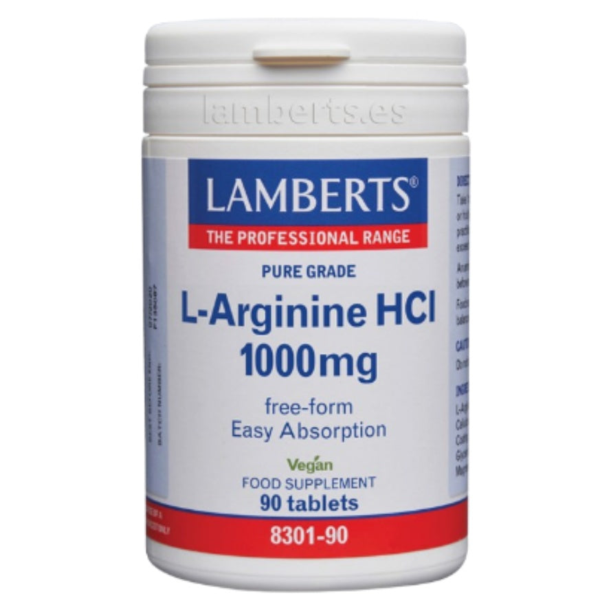 L Arginina HCI 1000 mg 90 Tabletas | Lamberts - Dietetica Ferrer