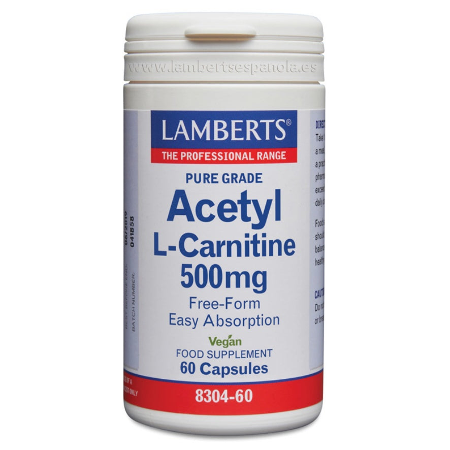 Acetil L Carnitina 500 mg 60 Capsulas | Lamberts - Dietetica Ferrer
