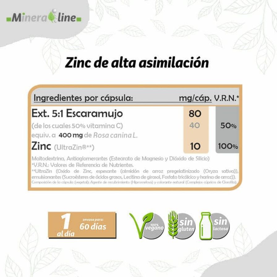 Mineraline Zincum 60 cápsulas | Pinisan - Dietetica Ferrer
