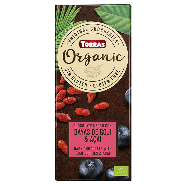 Chocolate Negro Con Bayas de Goji y Acai Bio 100 gr | Torras - Dietetica Ferrer