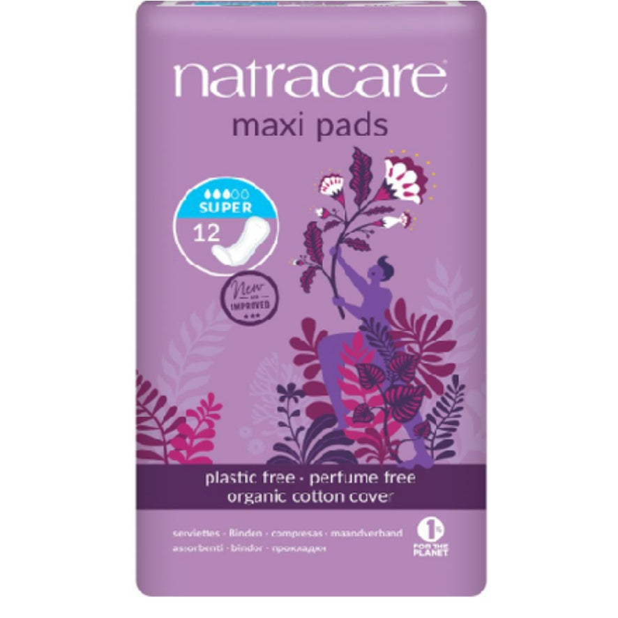 Compresas Maxi Pads Super 12 unidades | Natracare - Dietetica Ferrer