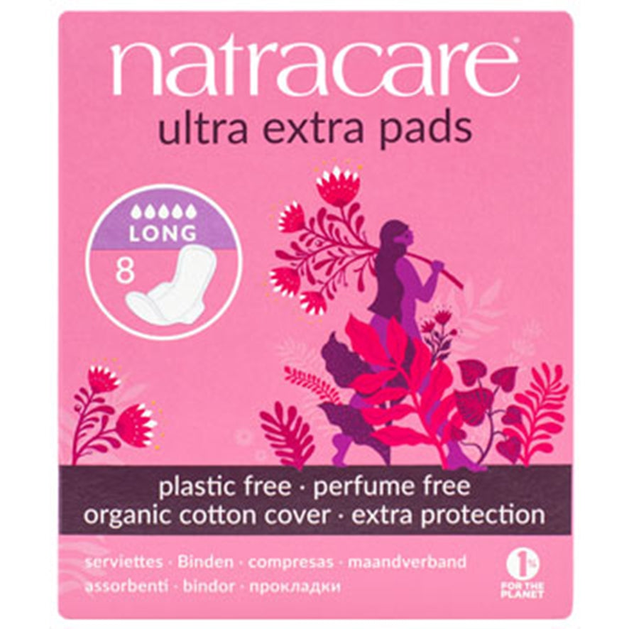 Compresa Ultra Extra Larga con Alas 8 unidades | Natracare - Dietetica Ferrer