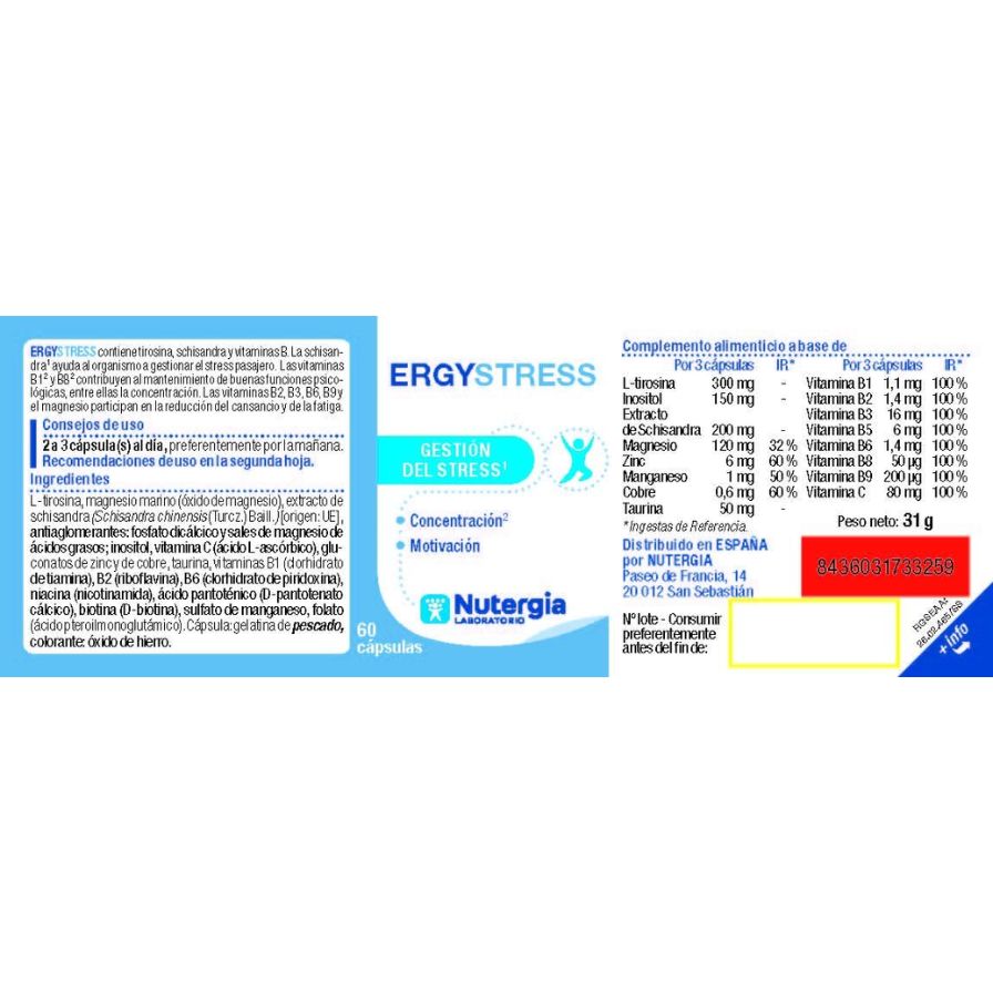 Ergystress 60 cápsulas | Nutergia - Dietetica Ferrer