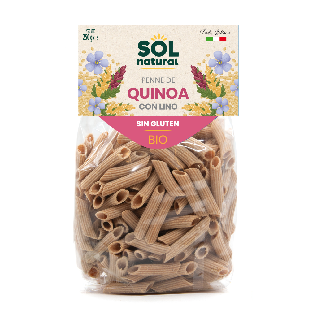 Penne de Quinoa Con Lino Bio 250 gr | Sol Natural - Dietetica Ferrer