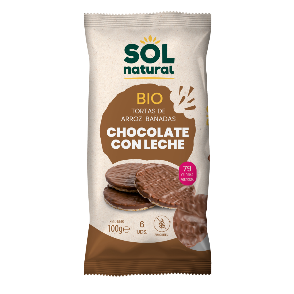 Tortas de Arroz Bañadas Con Chocolate Con Leche Bio 6 Unidades | Sol Natural