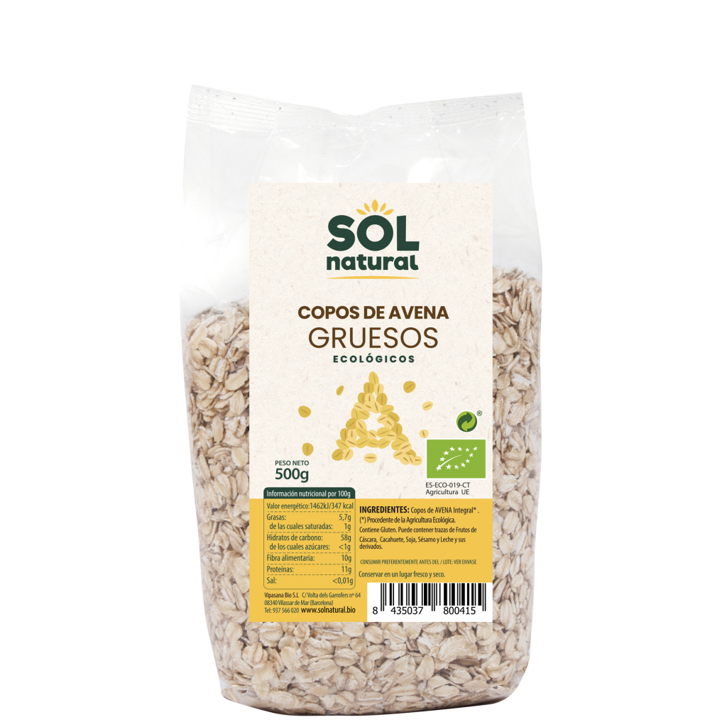 Copos de Avena Gruesos Bio 500 gr | Sol Natural
