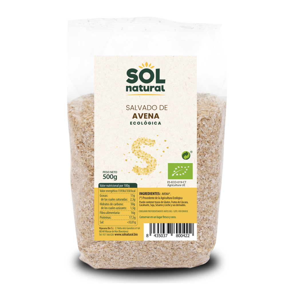 Salvado de Avena Bio 500 gr | Sol Natural - Dietetica Ferrer