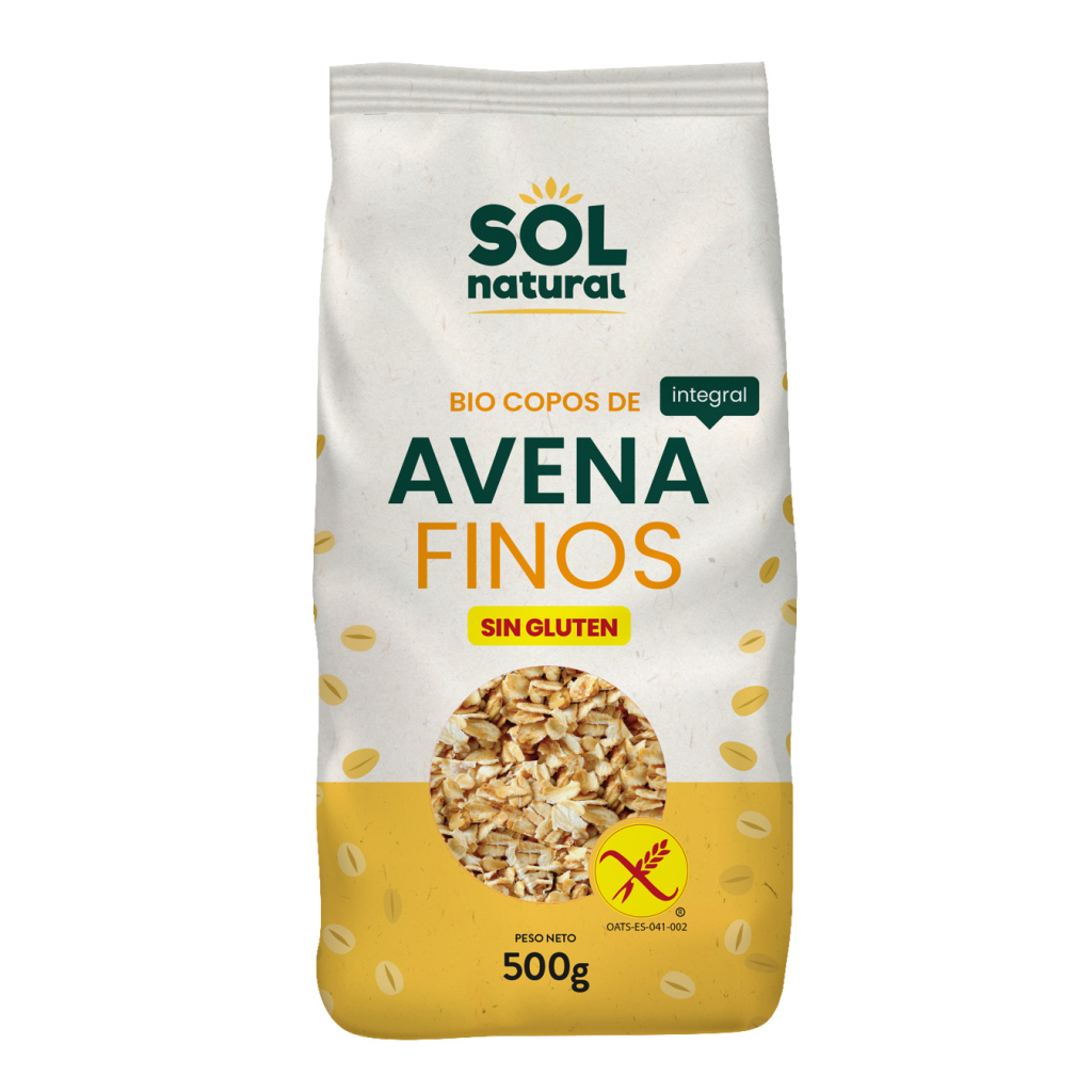 Copos de Avena Finos sin Gluten Bio 500 gr | Sol Natural - Dietetica Ferrer
