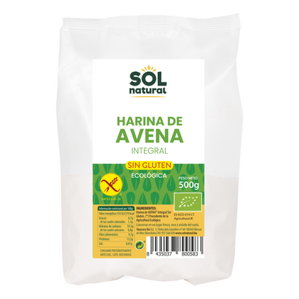 Harina de Avena Integral Sin Gluten Bio 500 gr | Sol Natural