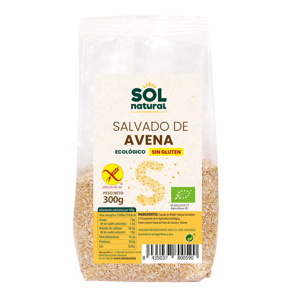 Salvado de Avena Sin Gluten Bio 300 gr | Sol Natural