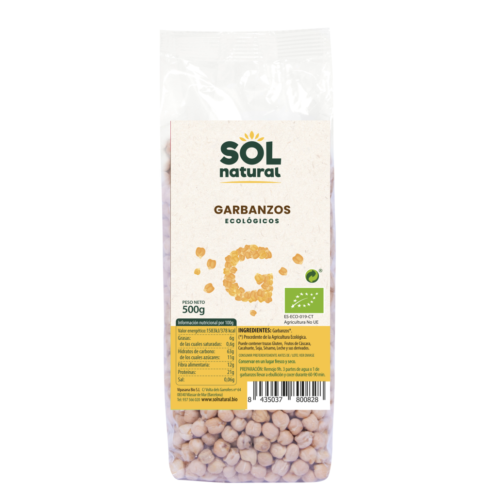 Garbanzos Bio 500 gr | Sol Natural - Dietetica Ferrer