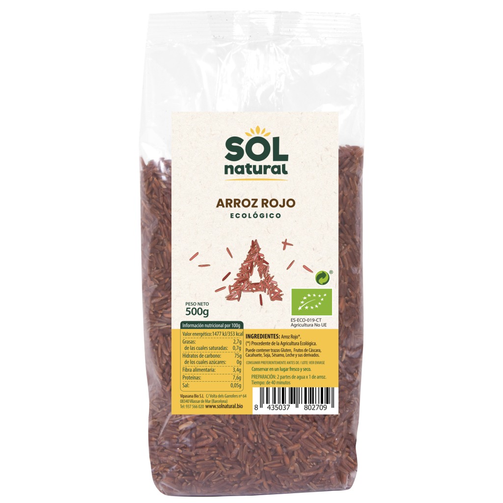 Arroz Rojo Bio 500 gr | Sol Natural - Dietetica Ferrer