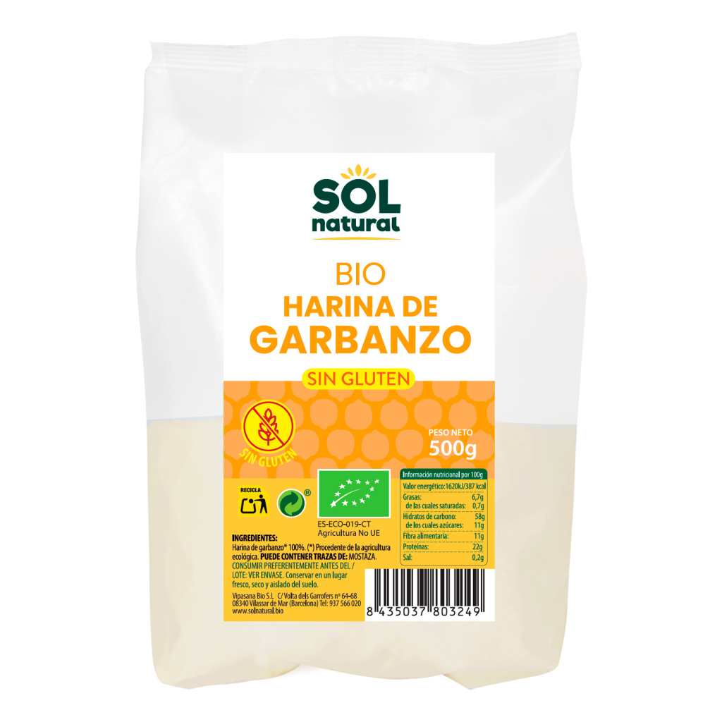 Harina de Garbanzo sin Gluten 500 gr | Sol Natural - Dietetica Ferrer