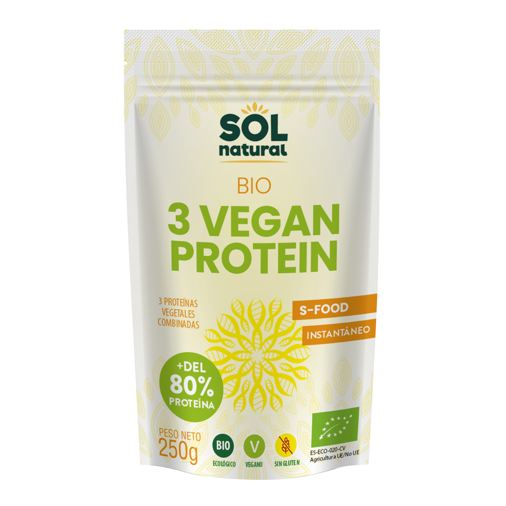 3 Vegan Protein Bio 250 gr | Sol Natural - Dietetica Ferrer